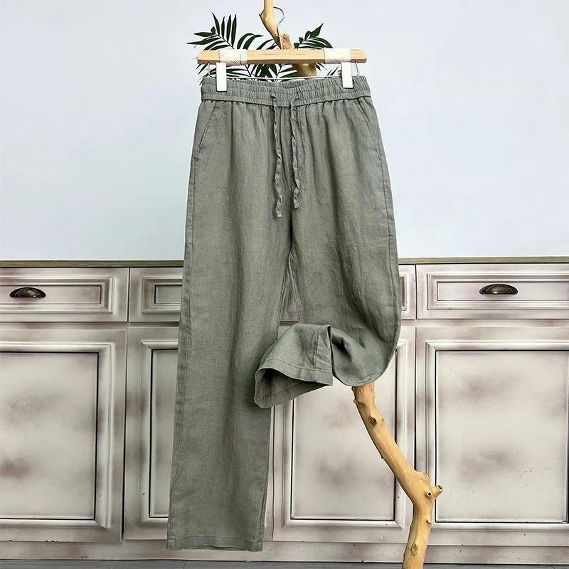 

Premium Men s Linen Pants Summer Breathable Loose Fit Straight Leg Trousers Casual CottonLinen Blend Beach Pants for Men 5XL зелений