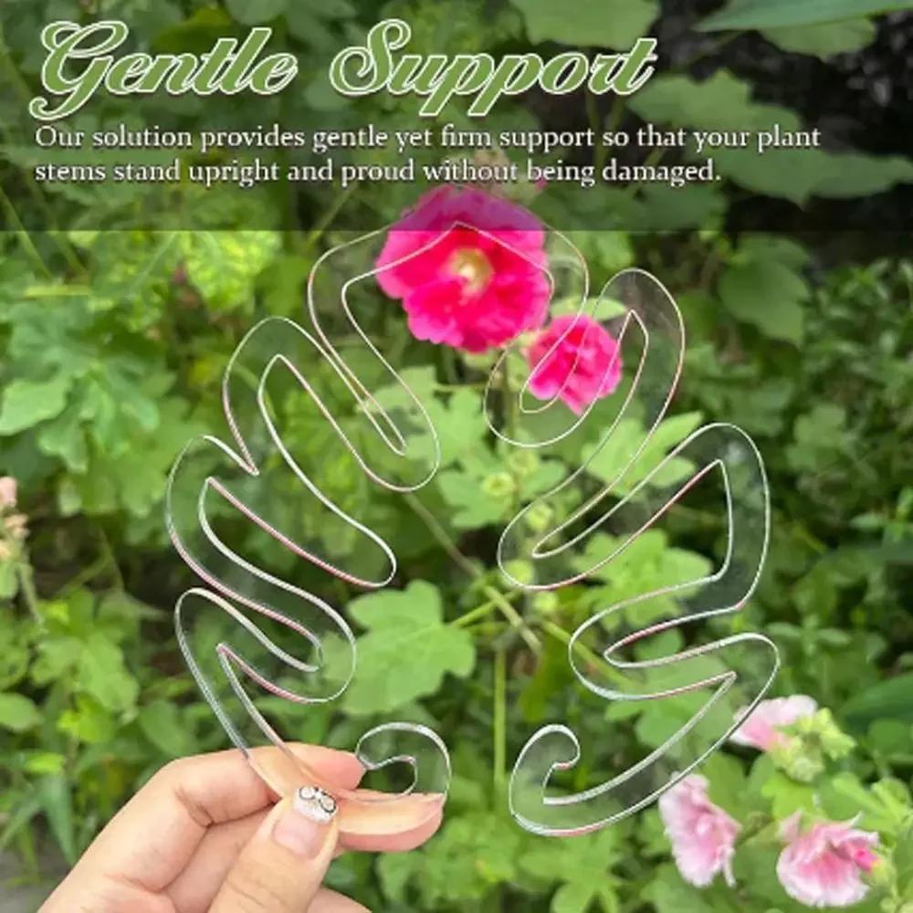 Schildkrötenpanzer Bambusklemme Wiederverwendbarer Klarer Kunststoff Pflanzenstielstützhalter für Zimmer- und Außenpflanzen für Blumenliebhaber