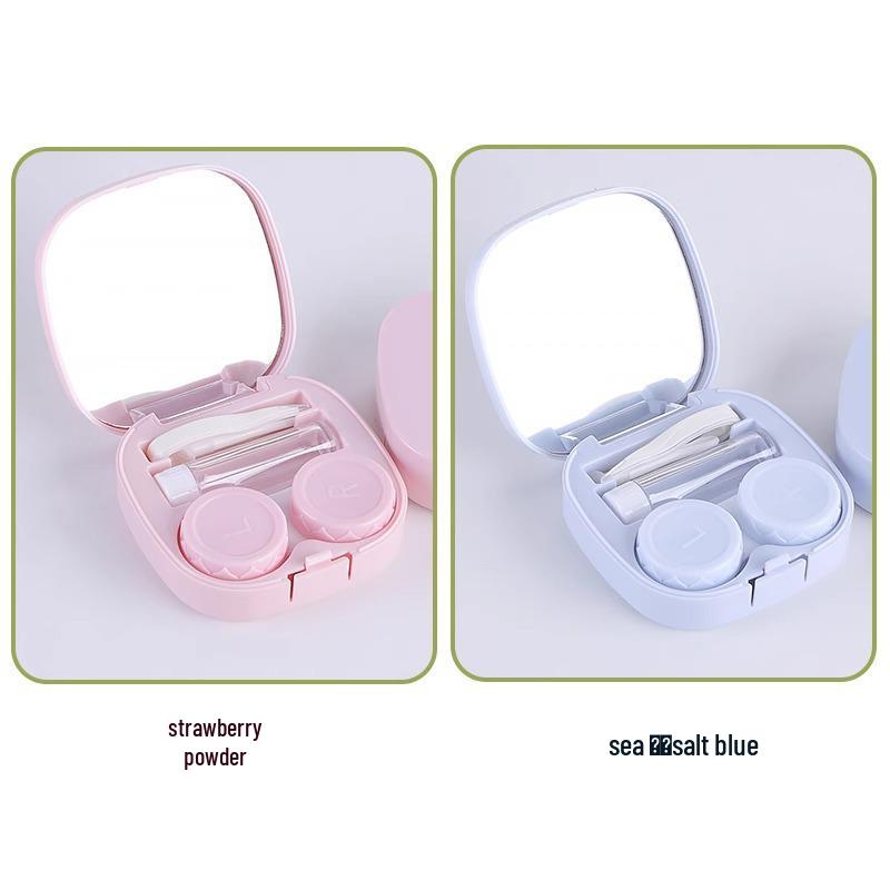 Portable Leak-Proof Contact Lens Case with Mirror - Stylish Double-Compartment for Colored Lenses
