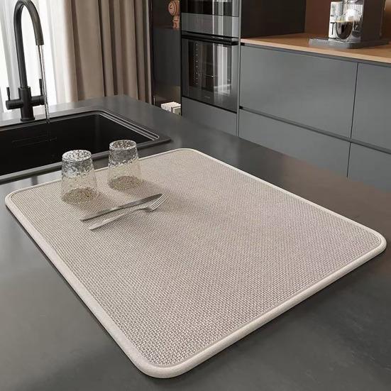 Absorbent Drain Mat for Kitchen Countertop Anti-Slip Dish Drying Pad Oil Resistant Quick Dry Non-Slip Placemat for Utensils Plates