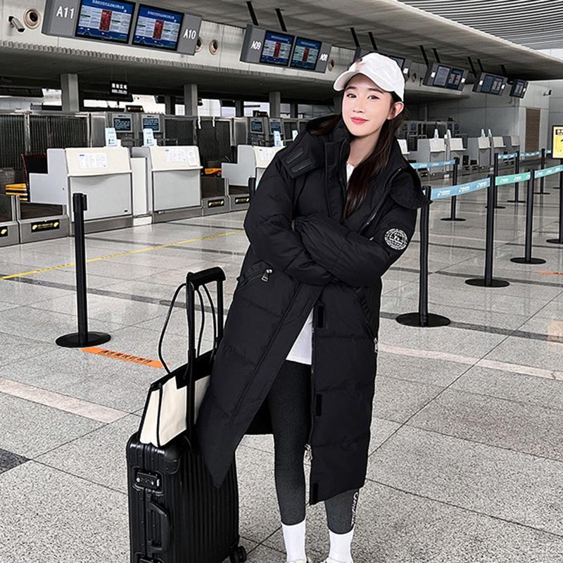 Herbst- und Winter Daunen Baumwolljacke für Damen, Knielang Locker Oversized Baumwolljacke, Freizeitjacke, Modische Damen Oberbekleidung