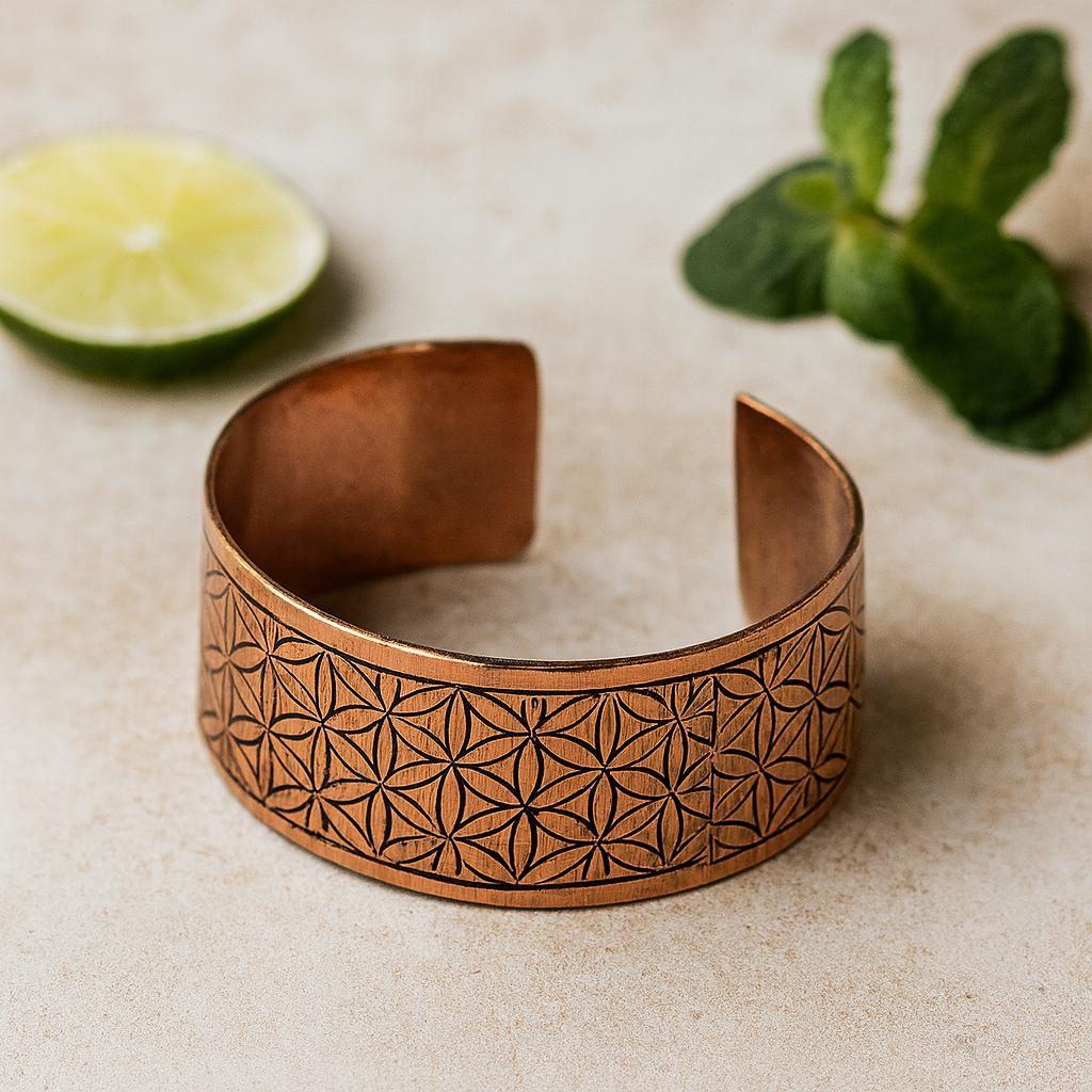 Shamtam Women's Light Copper Bracelet, Tibetan Flower Of Life