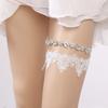 2 PCS Wedding League Bride Wedding League Bridal Lace for Bride White Gifts Belts Leg Garters Dress with Diamonds
