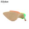 Fashion Eilyken Sexy Pointed Toe Mule High Heels Slipper Stripper Summer Fashion Mixed Color Slip On Slides Women Party Sandal Shoes