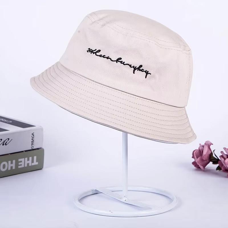 

New Letters Bucket Hat For Women Solid Color Wide Brim Foldable Fisherman Panama Cap Casual Outdoor Beach Sunscreen Basin Hats бежевый