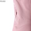 ZANZEA Women Casual V-Neck 3/4 Sleeve Loose Dress