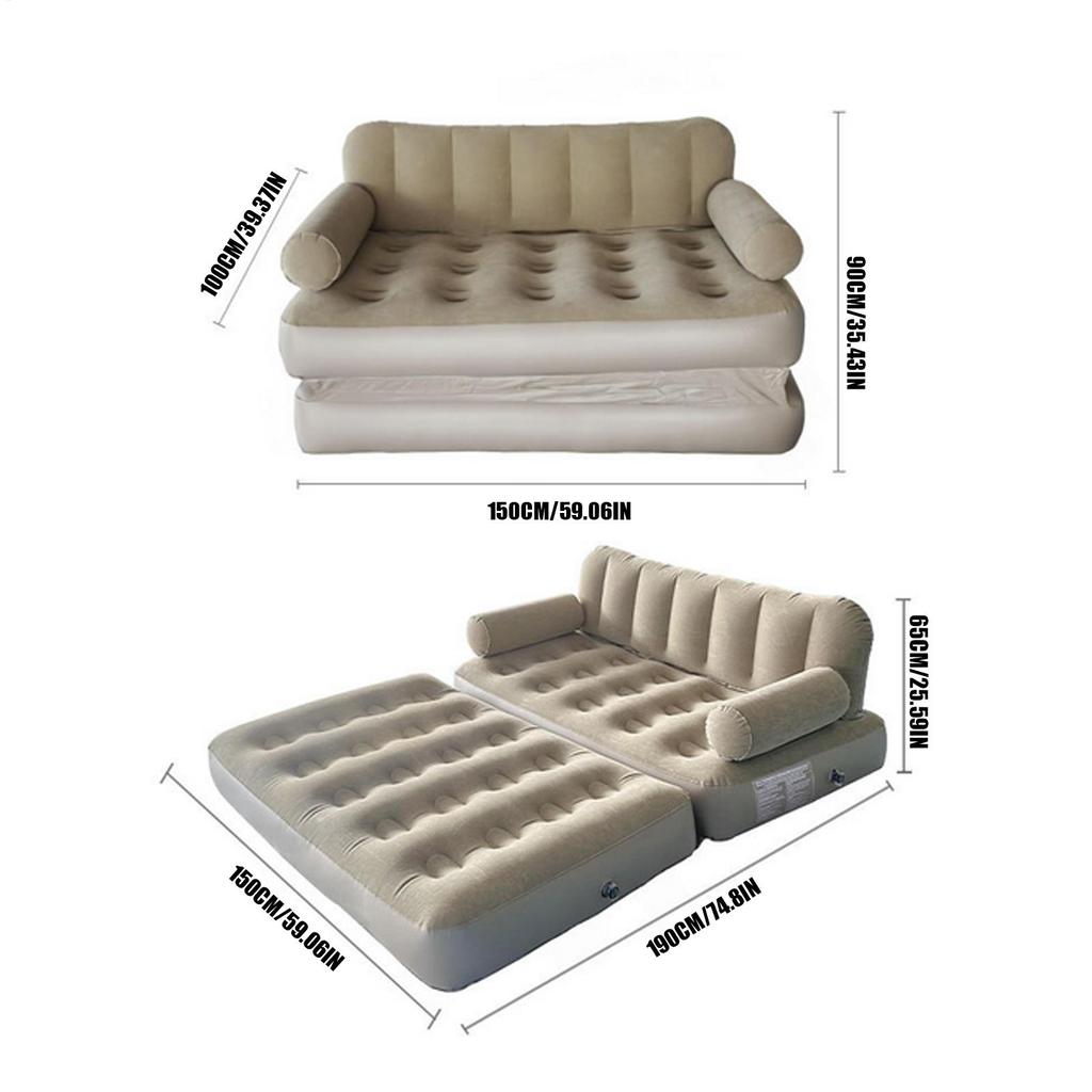 Air Couch With Air Pump Leakproof Valve Lounge Chair Inflatable Camping Couch Foldable Bed For Outdoor Beach Travel Hiking Road
