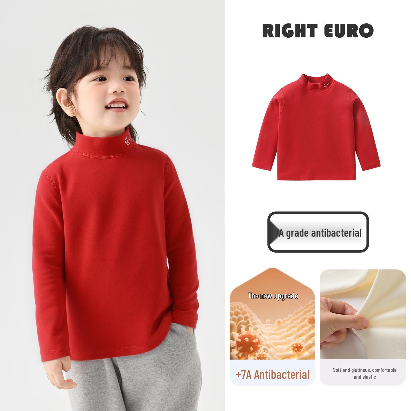 

2025 Autumn/Winter European Boys Half-High Collar Warm Base Layer 100 cm червоний