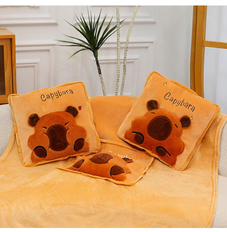 3D Pop-up Capybara Blanket & Pillow: Multi-functional Plush Sofa Throw for Office or Home