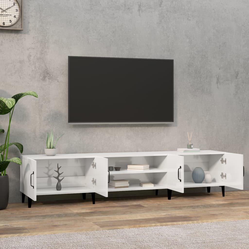 Glossy White TV Cabinet 180 X 31.5 X 40 Cm Particleboard