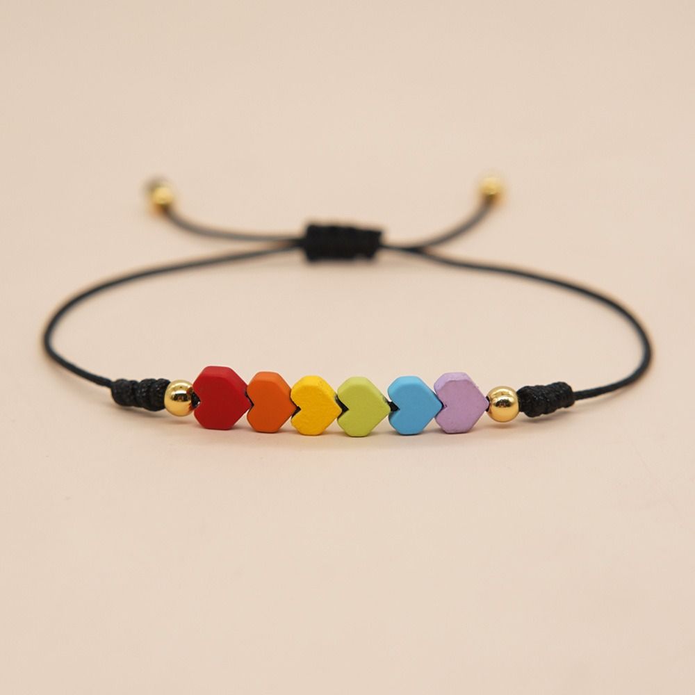 2Pcs Candy Color Rainbow Heart Bracelet Adjustable Friendship Braided Bracelet  Couples