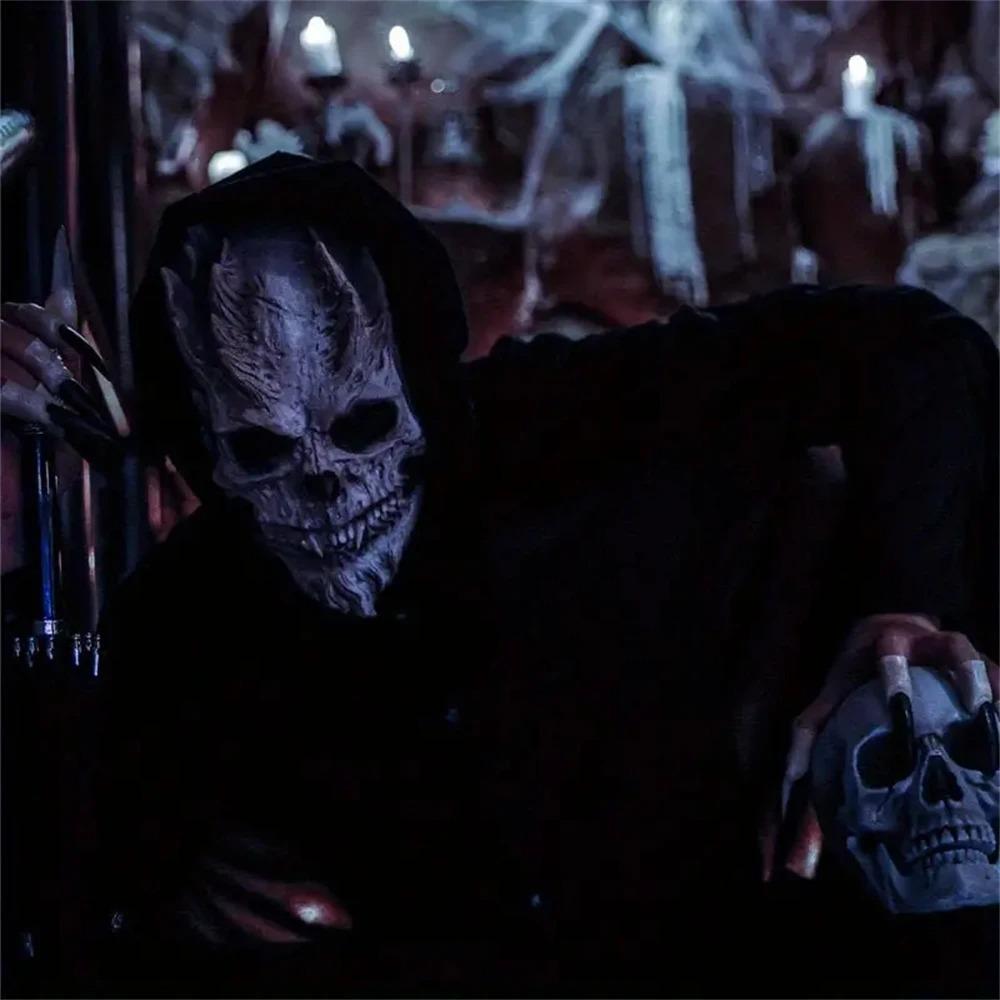Latex Skeleton Demon Masks Realistic Halloween Cosplay Costume Props