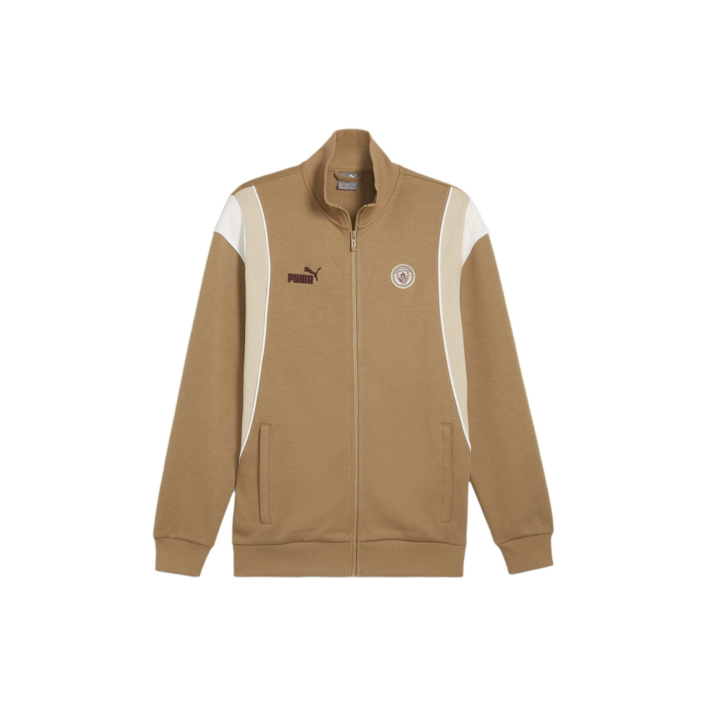 Puma Manchester City Ftblarchive Letter Logo Moisture Wicking Sports Jacket Men Jacket Brown 77439104 L