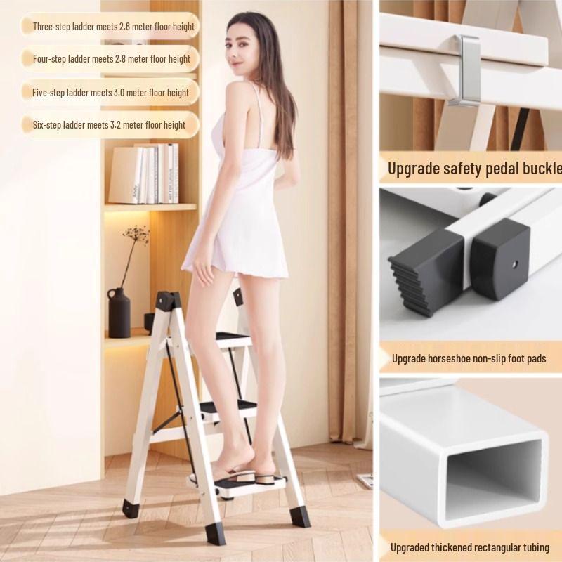 Multifunctional Folding Telescopic Indoor A-Frame Ladder, Portable 4-Step Household Climbing Ladder