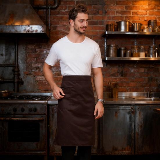 Waterproof Half Apron with Adjustable Straps And Pocket Polyester Cooking Kitchen Cooking Workwear Apron Stain Resistant