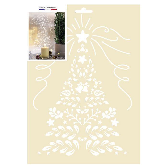 Christmas A4 Stencil - GRAINE CREATIVE - Floral Fir Tree - Washable Plastic - Reusable - Laser Cut