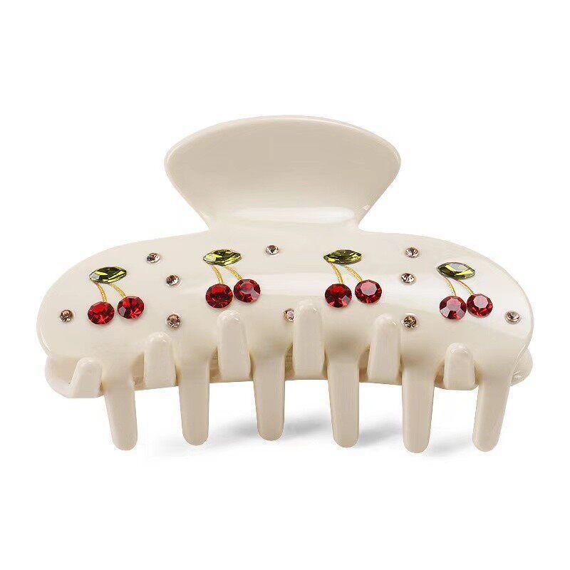 

In Stock Big Brand Same Style American Emijay Cherry Shark Gap Former Red Exquisite Updo Hair Claw Hair Claw Clip Fashion Seamless Hair Claw Cherry Off-White (High Quality)-8Cm