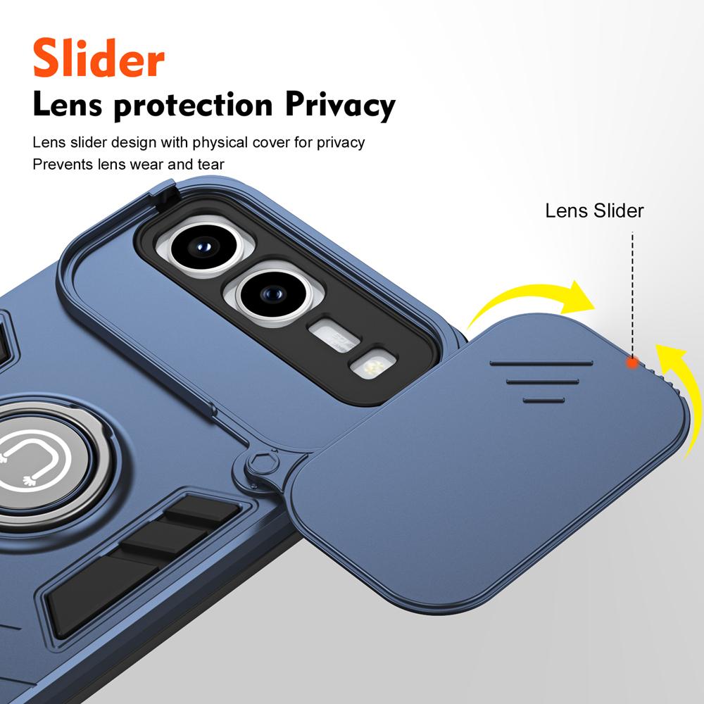 KEYSION Shockproof Armor Case for Infinix Hot 60i 5G Silicone+PC Camera Lens Protection Ring Stand Phone Cover for Hot 60i 5G
