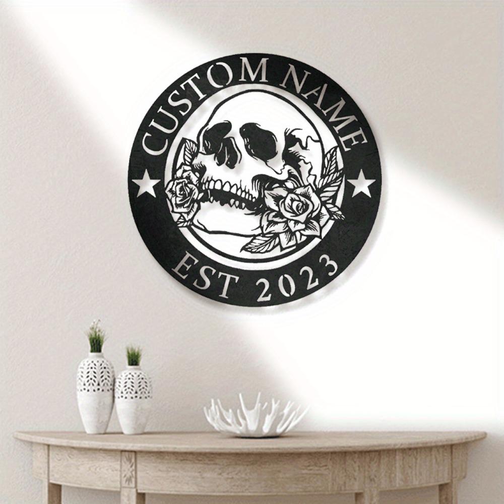 Custom Sugar Skull Metal Wall Art Name Personalized Home Decor Sign
