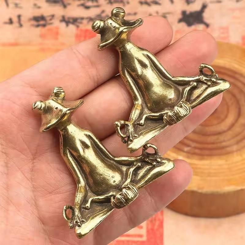 Antikbronze Yoga Frosch Räuchergefäß mit Rückfluss Räucherstäbchenhalter Meditation Vintage Messing Zen für Heimdeko Ornamente
