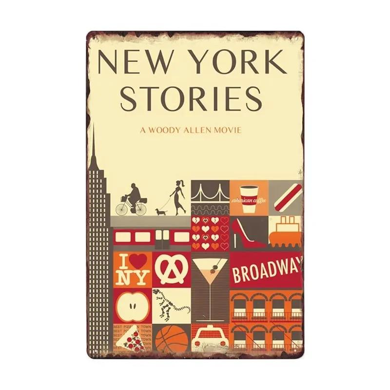 New York Metal Posters Vintage Tin Sign USA Flag Bar Pub Club Toilet Wall Decor Home Plate Retro Plaques 20x30 cm
