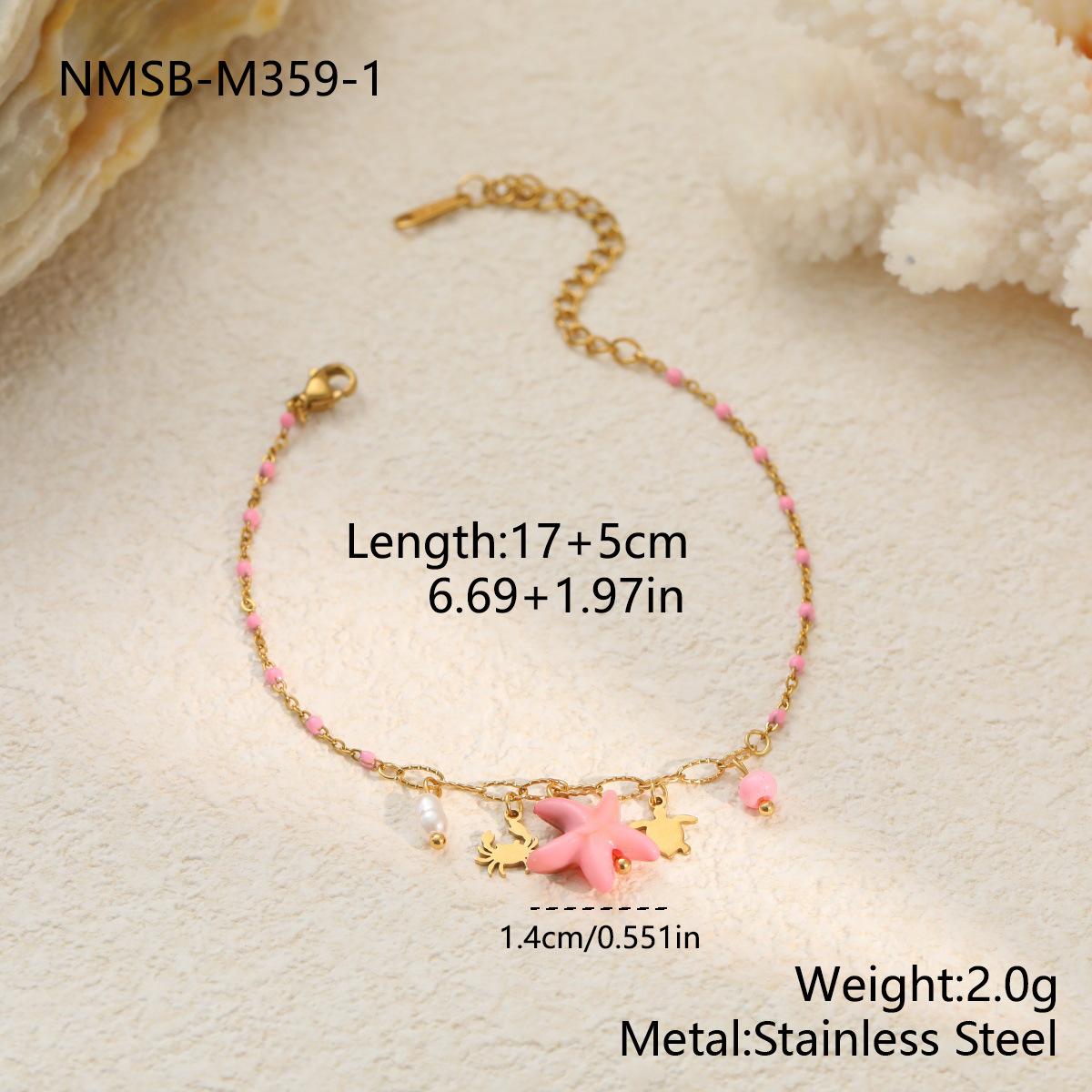 GEMCHIC Women s Stainless Steel Pink Shell Ocean Style Bracelet for Summer Vacation