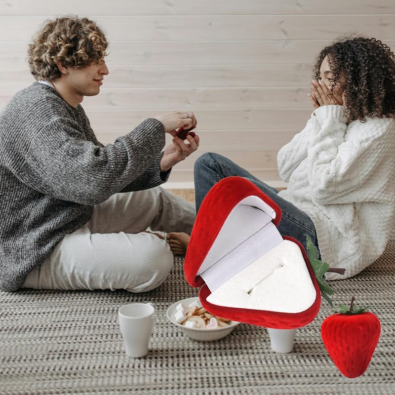 Velvet Strawberry Ring Box Cute Gift Box for Women Wedding Ring Display Multiple Rings Storage Engagement Proposal Birthday