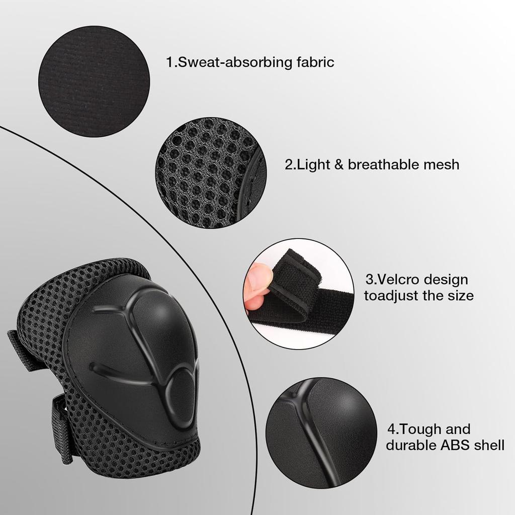 Kids Protective Gear Set - Knee Pads Elbow Pads with Wrist Guards for Ages 3-12 | 3-in-1 Safety Protective Gear for Skating, Cycling, Biking, Roller