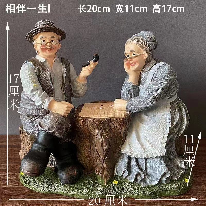 Europe Sweet Grandparents Resin Sculpture Accessories Art Wedding Anniversary Gifts Home Bedroom Desktop Statue Decoration Items