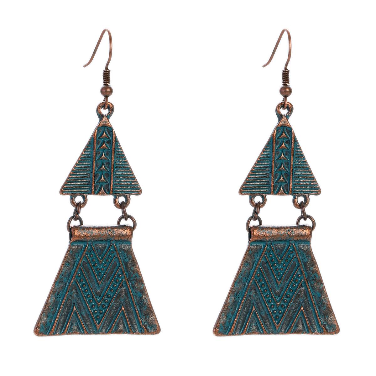 

Антикварные бронзовые металлические серьги винтажные геометрические круглые треугольные подвески pendientes серьги женские этнические индийские джумки циркон