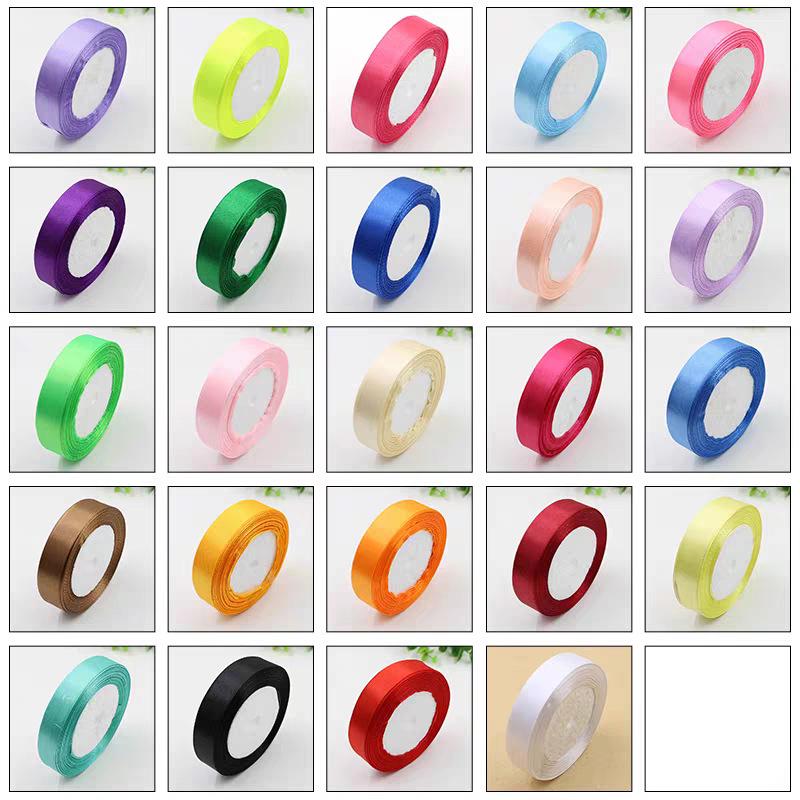 2.5cm Satin Floral Silk Ribbon Headband, Gift & Cake DIY, 25mm Polyester Craft Webbing
