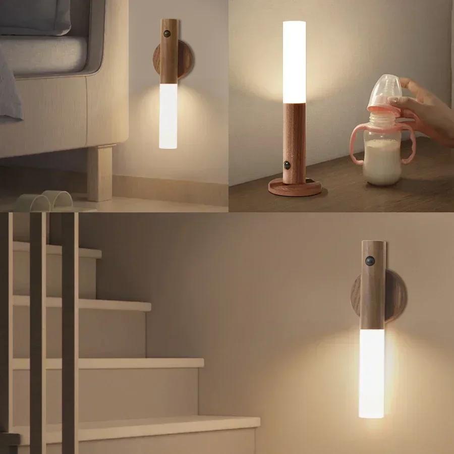 1/2/3Pcs Rechargeable Motion Sensor Night Light Wall Sconces Magnetic Wall Lamp For Bedroom Stairs Hallway Kitchen Cabinet Light