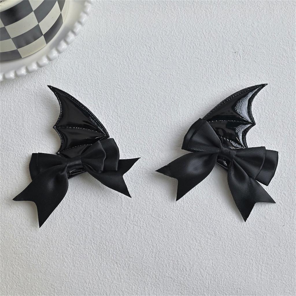 Novelty Bat Wing Devil Hair Clip for Adult Kids Cosplay Party Headwear Halloween Hairpin Set for Costume Parties 2PCS