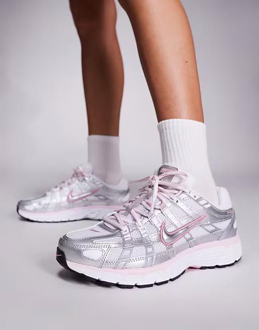 Nike P 6000 Abrasion Resistant Low Top Running Shoes Women's White Silver Sneakers BV1021-108