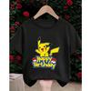 Crew Neck Cute Pikachu T Shirt 3-14Y Boys Girls Summer Kawaii Fashion Street Hot Cartoon Casual Children