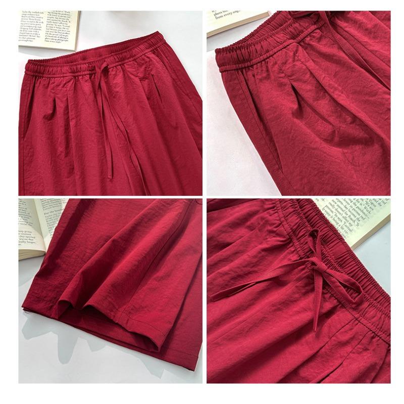 High Street Hottie Harlan Pants Women's Red Lazy Wind Jazz Slack Sports Loose Wide Leg Casual Pants