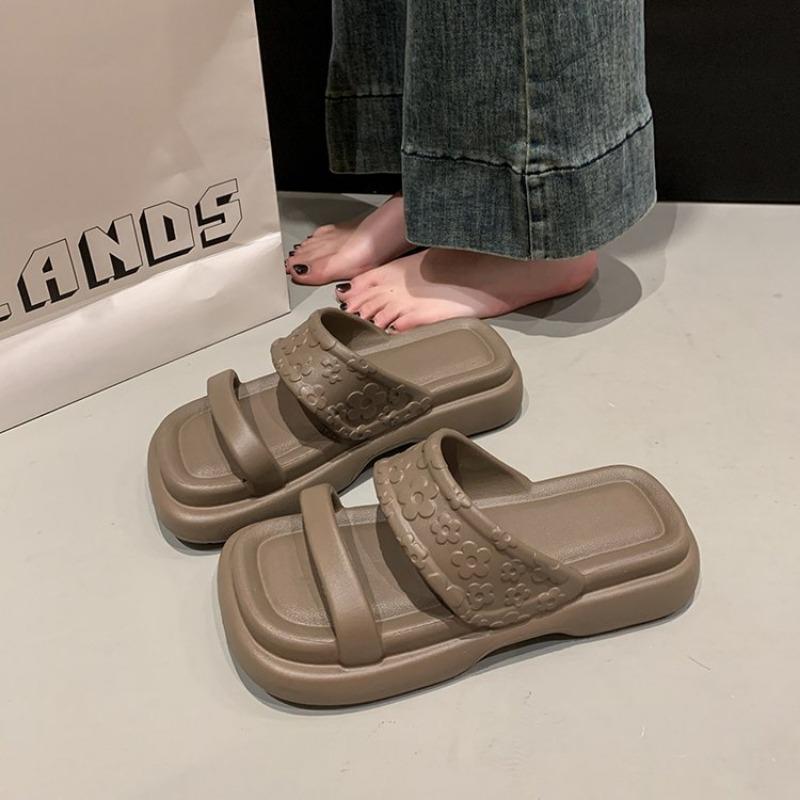 

Модные ярко-розовые шлепанцы на массивной платформе для женщин, лето 2025, сандалии на толстой подошве и танкетке для женщин, нескользящие уличные шлепанцы Mujer 36-37 коричневый