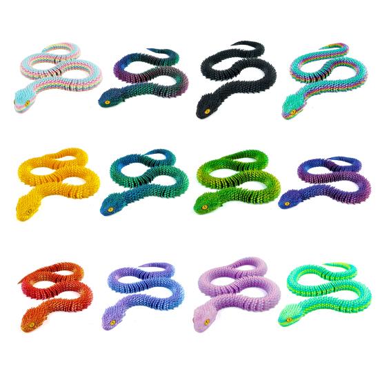 3D Printed Snake Figurine Movable Joints Snake Figure Articulated Animal Model Toy Home Office Bookshelf Desktop Decoration Ornament