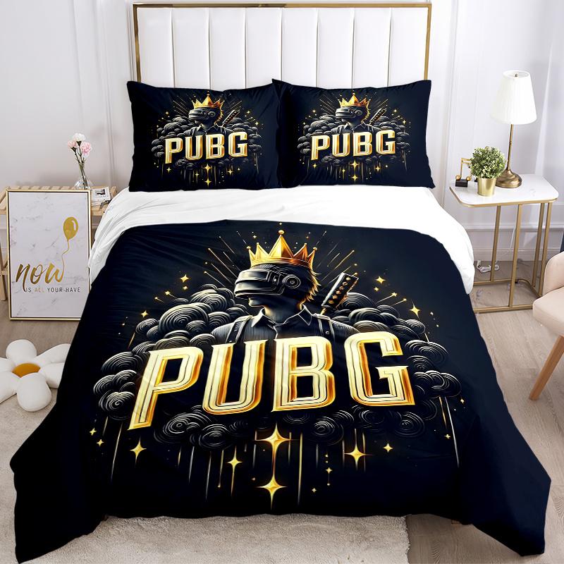 Set Biancheria da Letto Gaming 3 Pezzi Guerriero Incoronato PUBG - Perfetto per Camere da Letto Decorative, Camere degli Ospiti, Soggiorni, Hotel | Regalo Ideale per Fan, Trave