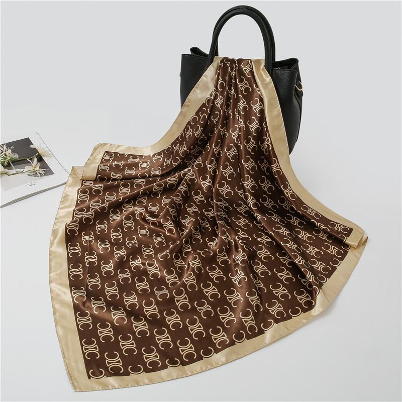 

Women Silk Scarf Fashion Hair Scarf Silk Satin Neckerchief Woman Hair Ties Headband Hair Ornament Female Bandana Bag Scarves 90X90cm