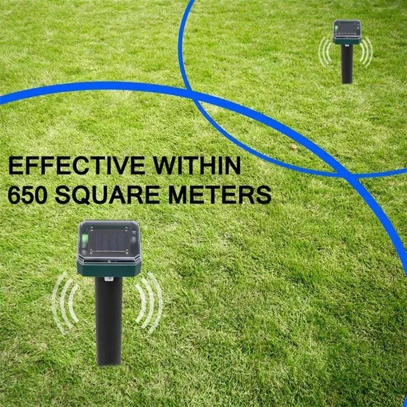 Solcelledrevet ultralyd, sonisk føflekk, skadedyr, gnageravstøtende, hage, utendørs lampe, bakgård, jordbruksland, mus,