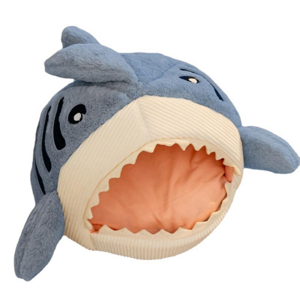 Soft Winter Shark Shape Washable Comfortable Cartoon Cat Cushion Cat Cave Cat Bed Dog Kennel