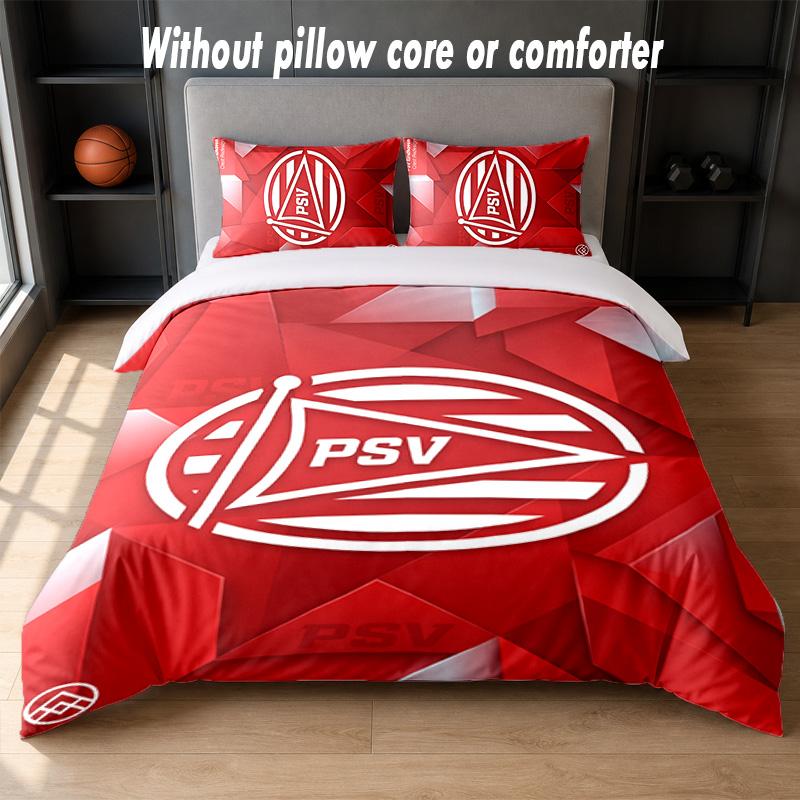 PSV Eindhoven FC Design Bed Bedding Set 1 Duvet Cover + 2 Pillowcases Soft Breathable Household Bed Linens