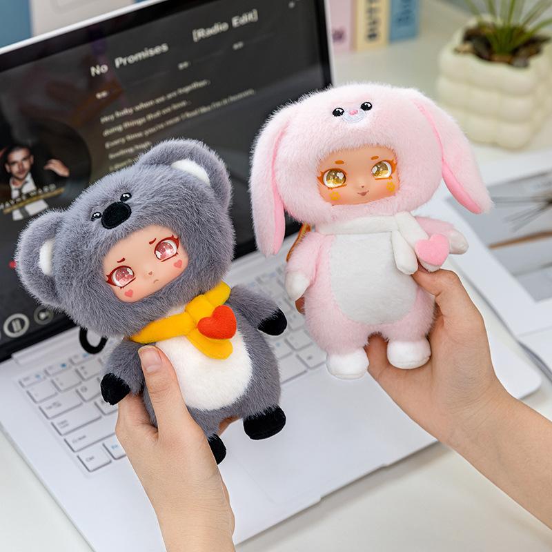 Adorable Stubborn Face Plush Doll with Vinyl Finish - Koala and Red Panda Animal Toy, Perfect as Bag Charm