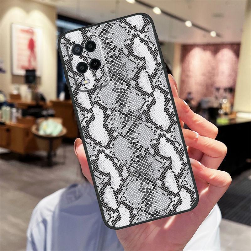 Snake Texture Case For Oppo A94 A54 A40 A60 A80 A98 A78 A18 A38 A58 A16 A76 A96 A17 A77 A74 A57S A15 Cover