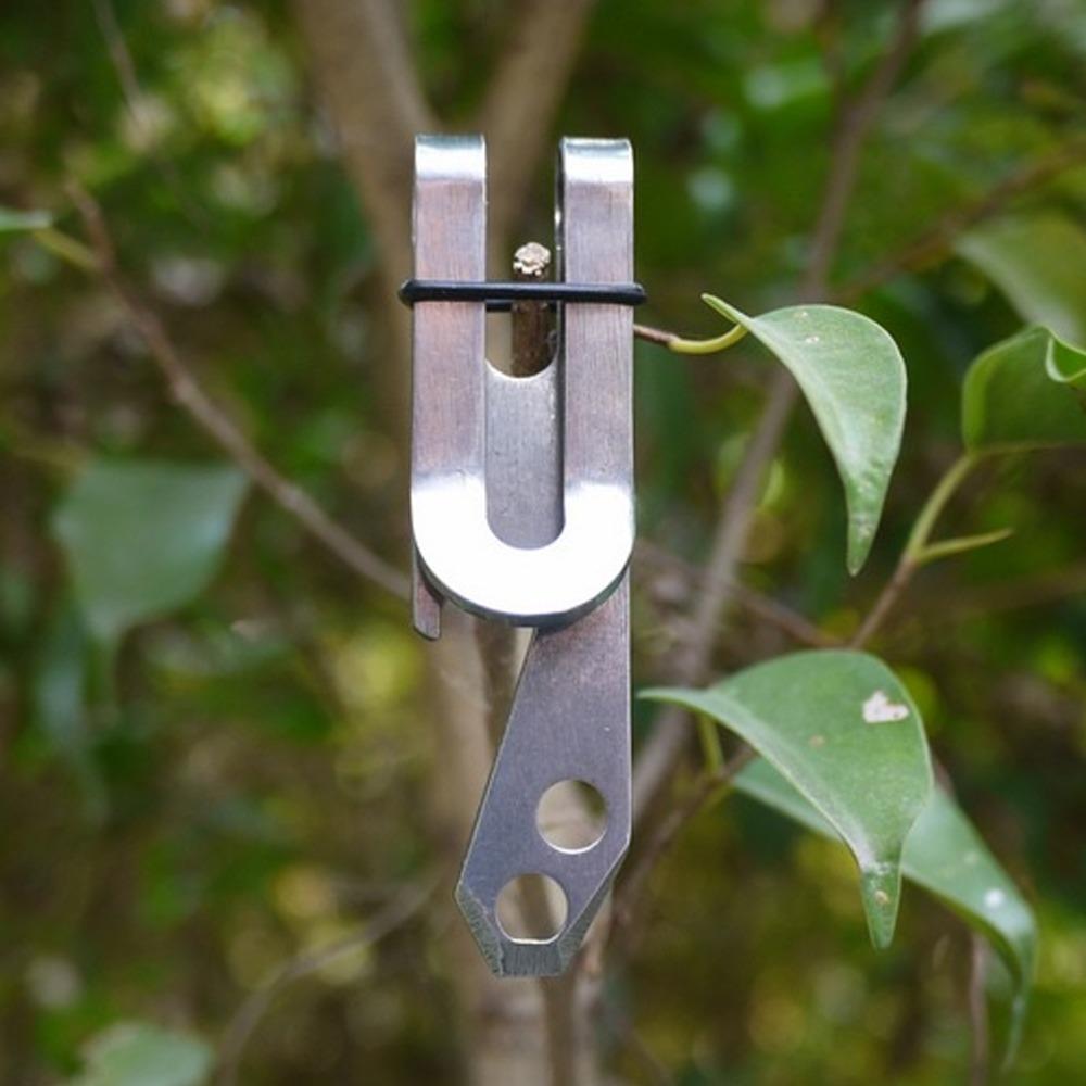 Durable Stainless Steel Suspension Belt Clip With Rubber Ring Compact Belt Clip Double-Sided Keychain Clip Hiking