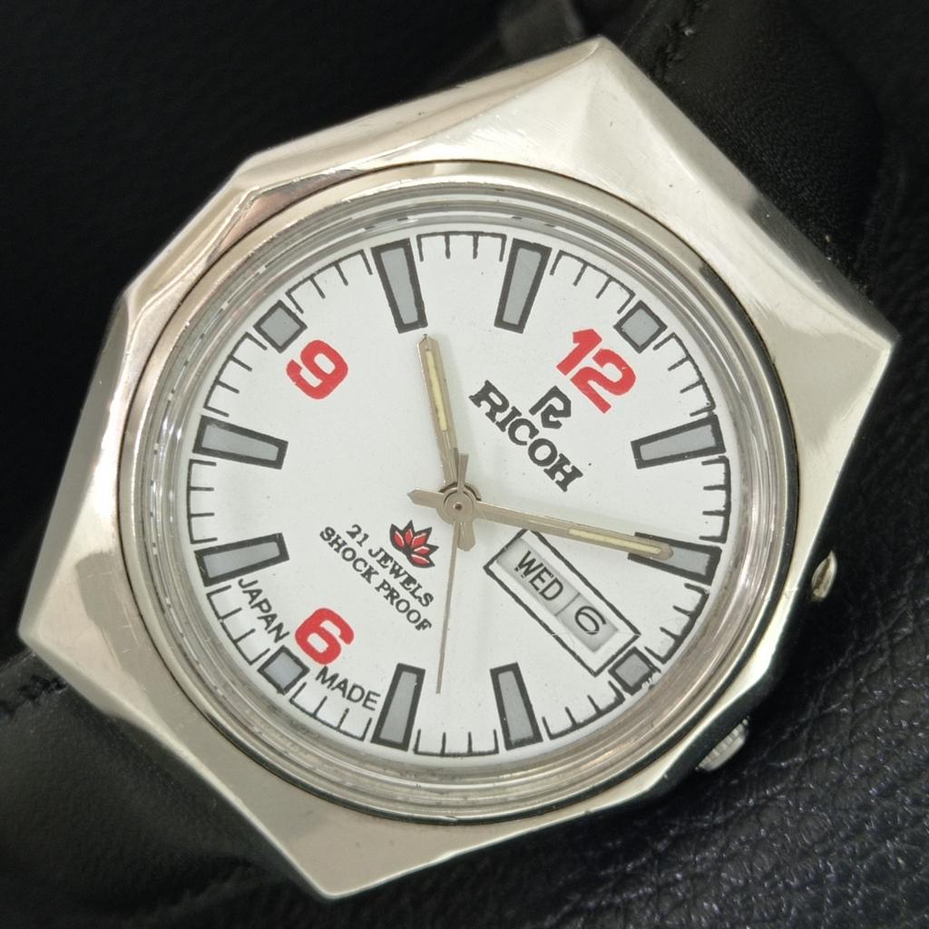 

RICOH R31 AUTOMATIC VINTAGE JAPAN MENS WHITE COLOR DIAL WATCH a707670-1