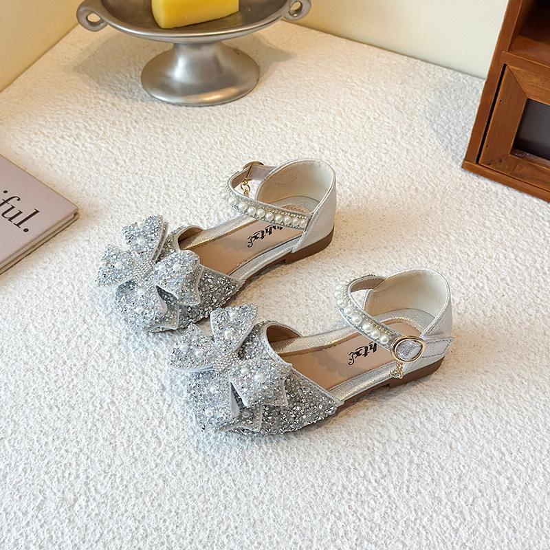 Chaussures de Princesse Strassées: Sandales de danse à nœud pour filles Printemps/Automne 2026