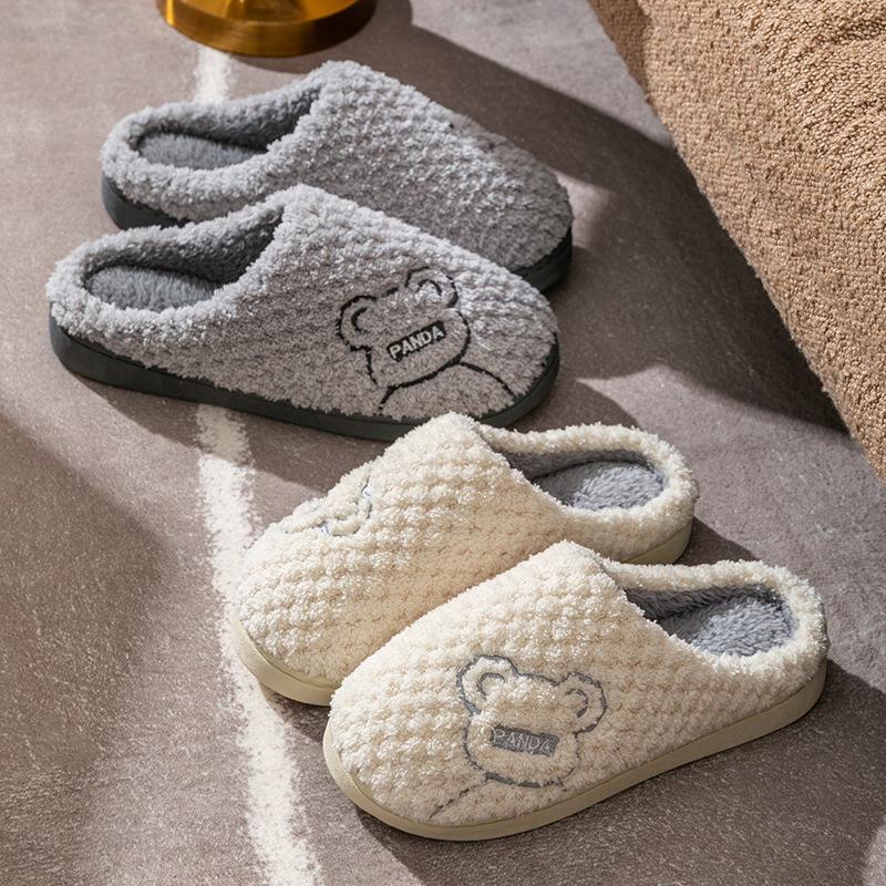 

New cotton slippers autumn and winter men s plush home indoor home home warm non-slip thick bottom couple women unk 40-41 [Suitable for sizes 39-40] unk