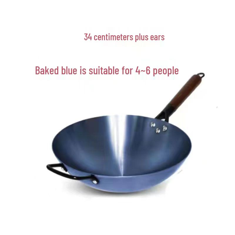 Handmade Non-Stick Iron Wok: Pre-Seasoned, Thickened, Uncoated, Ready for Cooking